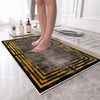 Brown Golden Lines Bathroom Rug Non Slip Quick Dry Bath Mat - Geometric Toilet Mat, Soft Washable Modern Decor