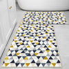 Yellow Gray Navu Blue Triangles Bathroom Rug Non Slip Quick Dry Bath Mat - Geometric Toilet Mat, Soft Washable Modern Decor