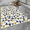 Yellow Gray Navu Blue Triangles Bathroom Rug Non Slip Quick Dry Bath Mat - Geometric Toilet Mat, Soft Washable Modern Decor