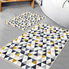 Yellow Gray Navu Blue Triangles Bathroom Rug Non Slip Quick Dry Bath Mat - Geometric Toilet Mat, Soft Washable Modern Decor