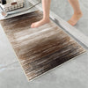 Brown Abstract Lines Bathroom Rug Non Slip Quick Dry Bath Mat - Geometric Toilet Mat, Soft Washable Modern Decor