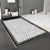 Black Border Gray Greek Key Bathroom Rug, Geometic Non Slip Quick Dry Bath Mat - Geometric Toilet Mat, Soft Washable Modern Decor