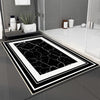 Black White Marble Border Pattern Bathroom Rug, Geometic Non Slip Quick Dry Bath Mat - Geometric Toilet Mat, Soft Washable Modern Decor