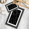 Black White Marble Border Pattern Bathroom Rug, Geometic Non Slip Quick Dry Bath Mat - Geometric Toilet Mat, Soft Washable Modern Decor