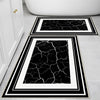 Black White Marble Border Pattern Bathroom Rug, Geometic Non Slip Quick Dry Bath Mat - Geometric Toilet Mat, Soft Washable Modern Decor