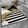 Golden Floral Black White Bathroom Rug, Geometic Non Slip Quick Dry Bath Mat - Geometric Toilet Mat, Soft Washable Modern Decor