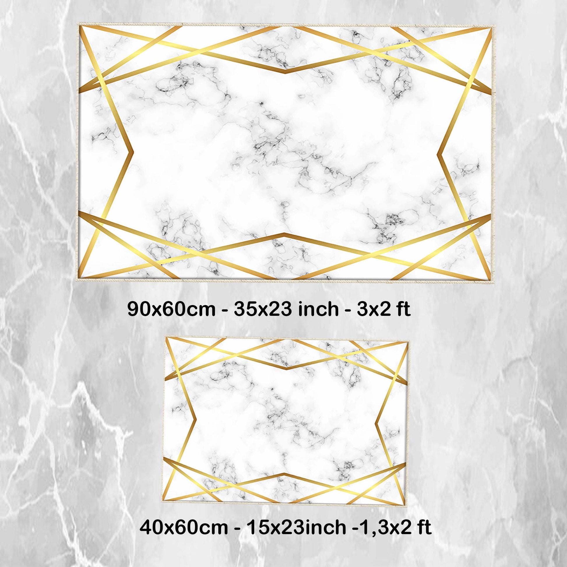 Golden Lines Marble Bathroom Rug Non Slip Quick Dry Bath Mat Geometric Washable Soft Modern Toilet Mat with Border Lines
