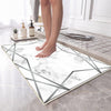 Gray White Silver Lines Marble Bathroom Rug Non Slip Quick Dry Bath Mat Geometric Washable Soft Modern Toilet Mat with Border Lines