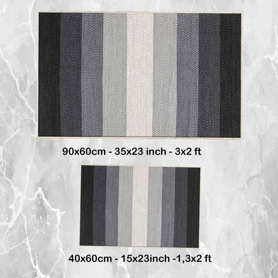 Gray Cream Black Border Bathroom Rug Non Slip Quick Dry Bath Mat Geometric Washable Soft Modern Toilet Mat