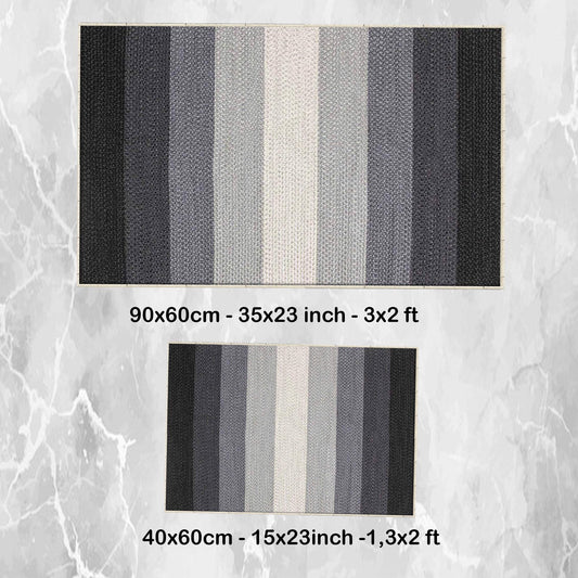 Gray Cream Black Border Bathroom Rug Non Slip Quick Dry Bath Mat Geometric Washable Soft Modern Toilet Mat