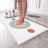 Orange Yellow Black Geometric Minimal Bathroom Rug, Non Slip Quick Dry Bath Mat, Washable Soft Modern Toilet Mat