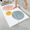 Pink Blue Yellow Black Lines Geometric Minimal Bathroom Rug, Non Slip Quick Dry Bath Mat, Washable Soft Modern Toilet Mat