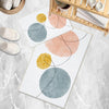 Pink Blue Yellow Black Lines Geometric Minimal Bathroom Rug, Non Slip Quick Dry Bath Mat, Washable Soft Modern Toilet Mat