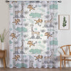Sheer Woodland Animal Curtain for Kids Room – Monkey Giraffe Hippo Nursery Net Voile, Lightweight & Machine Washable - Matching Accessories