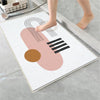 Pink Orange Black Minimal Geometric Bathroom Rug, Non Slip Quick Dry Bath Mat, Washable Soft Modern Toilet Mat
