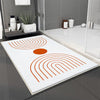 White Orange Minimal Geometric Bathroom Rug, Non Slip Quick Dry Bath Mat, Washable Soft Modern Toilet Mat