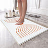 White Orange Minimal Geometric Bathroom Rug, Non Slip Quick Dry Bath Mat, Washable Soft Modern Toilet Mat
