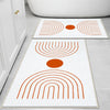 White Orange Minimal Geometric Bathroom Rug, Non Slip Quick Dry Bath Mat, Washable Soft Modern Toilet Mat