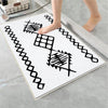 Black White Aztec Tribal Boho Geometric Bathroom Rug, Non Slip Quick Dry Bath Mat, Washable Soft Modern Toilet Mat