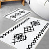 Black White Aztec Tribal Boho Geometric Bathroom Rug, Non Slip Quick Dry Bath Mat, Washable Soft Modern Toilet Mat