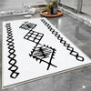 Black White Aztec Tribal Boho Geometric Bathroom Rug, Non Slip Quick Dry Bath Mat, Washable Soft Modern Toilet Mat