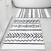 Black White Aztec Tribal Boho Geometric Bathroom Rug, Non Slip Quick Dry Bath Mat, Washable Soft Modern Toilet Mat