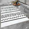 Black White Aztec Tribal Boho Geometric Bathroom Rug, Non Slip Quick Dry Bath Mat, Washable Soft Modern Toilet Mat