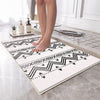 Black White Aztec Tribal Boho Geometric Bathroom Rug, Non Slip Quick Dry Bath Mat, Washable Soft Modern Toilet Mat