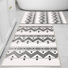 Black White Aztec Tribal Boho Geometric Bathroom Rug, Non Slip Quick Dry Bath Mat, Washable Soft Modern Toilet Mat