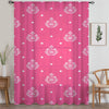 Pink White Damask Sheer Curtain for Kids Room –Girls Nursery Net Voile, Lightweight & Machine Washable - Matching Accessories
