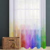 Colorful Rainbow Sheer Curtain for Girls Kids Room –Baby Nursery Net Voile, Lightweight & Machine Washable - Matching Accessories