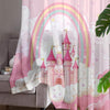 Pink Princess Castle Sheer Curtain for Girls Room, Lightweight Pink Nursery Net Voile, Kids Room Window Drapes, Machine Washable