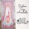 Pink Princess Castle Sheer Curtain for Girls Room, Lightweight Pink Nursery Net Voile, Kids Room Window Drapes, Machine Washable