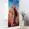 Pink Princess Castle Sheer Curtain for Girls Room, Lightweight Princess Nursery Net Voile, Kids Room Window Drapes, Machine Washable