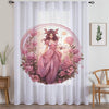 Fairy Princess Flowers Pink Sheer Curtain for Girls Room, Lightweight Floral Nursery Net Voile, Kids Room Window Drapes, Machine Washable