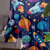 Galaxy Rocket Planets Sheer Curtain for Kids Room, Lightweight Space Stars Nursery Net Voile, Kids Room Window Drapes, Machine Washable