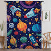 Galaxy Rocket Planets Sheer Curtain for Kids Room, Lightweight Space Stars Nursery Net Voile, Kids Room Window Drapes, Machine Washable