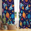 Galaxy Rocket Planets Sheer Curtain for Kids Room, Lightweight Space Stars Nursery Net Voile, Kids Room Window Drapes, Machine Washable