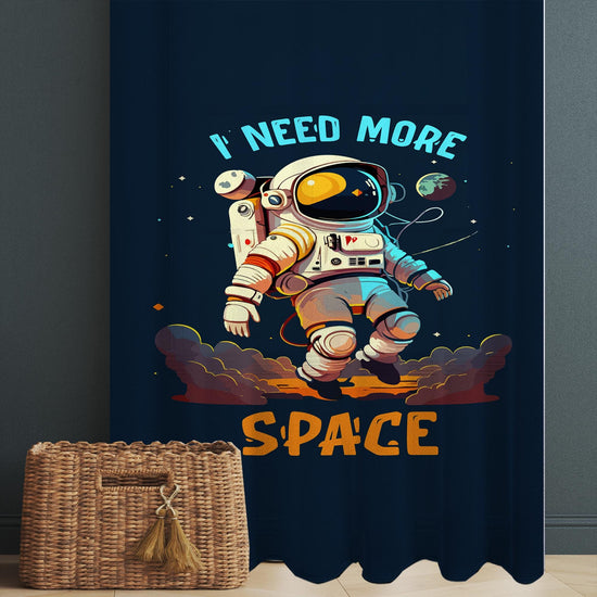 Astronaut Sheer Curtain for Kids Room, Lightweight Space Nursery Net Voile, Kids Room Window Drapes, Machine Washable