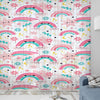 Cute Pink Rainbow Star Sheer Curtain for Girls Kids Room, Lightweight Stars Nursery Net Voile, Kids Room Window Drapes, Machine Washable
