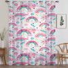 Cute Pink Rainbow Star Sheer Curtain for Girls Kids Room, Lightweight Stars Nursery Net Voile, Kids Room Window Drapes, Machine Washable