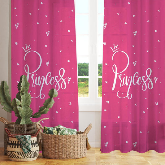 Cute Pink White Princess Sheer Curtain for Girls Kids Room, Lightweight Pink Nursery Net Voile, Kids Room Window Drapes, Machine Washable