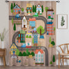 Houses Road Town Map Sheer Curtain for Girls Kids Room, Lightweight  Nursery Net Voile, Kids Room Window Drapes, Machine Washable