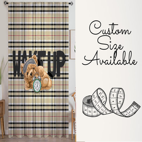 Sleepy Cute Bear Sheer Curtain for Kids Room, Lightweight  Nursery Net Voile, Kids Room Window Drapes, Machine Washable