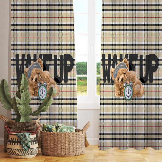 Sleepy Cute Bear Sheer Curtain for Kids Room, Lightweight  Nursery Net Voile, Kids Room Window Drapes, Machine Washable