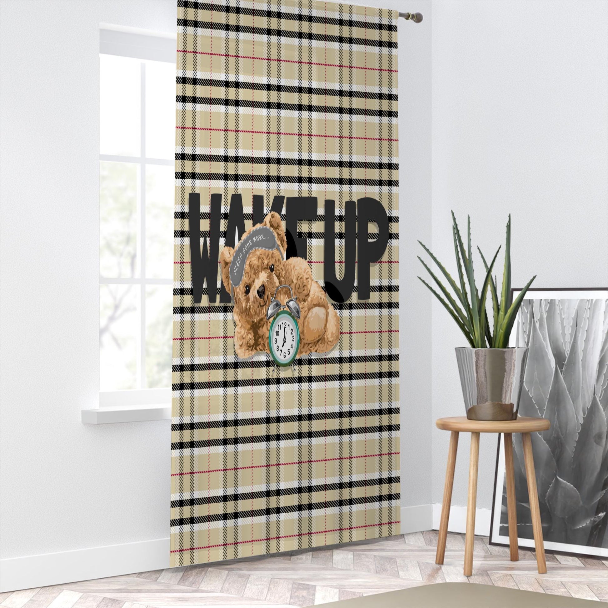 Sleepy Cute Bear Sheer Curtain for Kids Room, Lightweight  Nursery Net Voile, Kids Room Window Drapes, Machine Washable