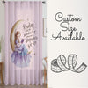 Reading Book Girls on Moon Sheer Curtain for Kids Room, Lightweight Purple Pink Nursery Net Voile, Kids Room Window Drapes, Machine Washable