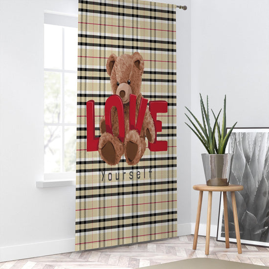 Cute Bear Sheer Curtain for Kids Room, Lightweight  Love Hearts Nursery Net Voile, Kids Room Window Drapes, Machine Washable