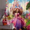 Colorful Medieval Castle Sheer Curtain for Kids Room, Lightweight Princess Nursery Net Voile, Kids Room Window Drapes, Machine Washable