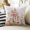 Kids Room Decor Cute Pink Castle Pillow Covers, Bold Nursery Cushion & Decorative Girls Throw Pillowcases for Playroom
